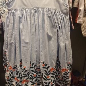 Janie and Jack Blue Dress with Orange Floral Embroidery